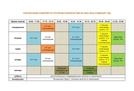 РАСПИСАНИЕ ЗАНЯТИЙ 2023-2024